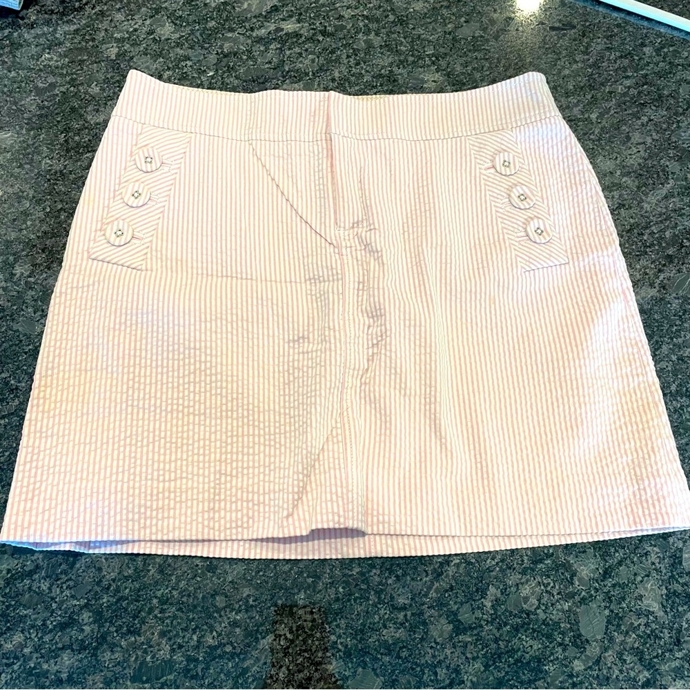 Lilly Pulitzer Vintage Preppy Striped Seersucker Skirt Pink Size 4